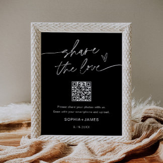 Poster NOIR Share the Love Casamento Código QR de Foto