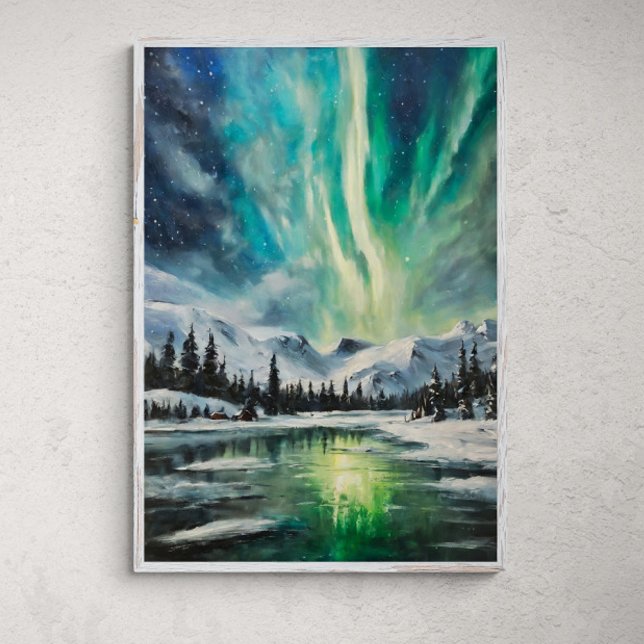 Poster Noite Ártico: Paisagem de inverno e Norte Lig (Criador carregado)