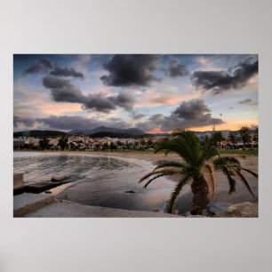 Póster Noite atrasada na praia de Rethymnon em Crete