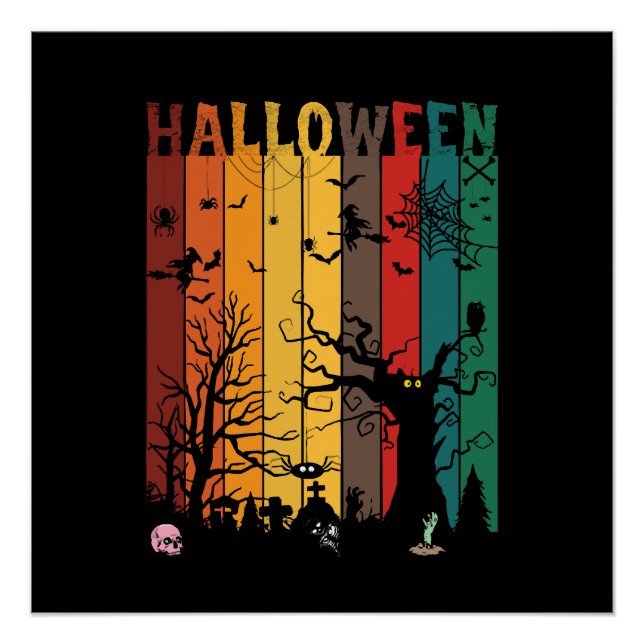 Póster Noite Colorida de Halloween (Frente)
