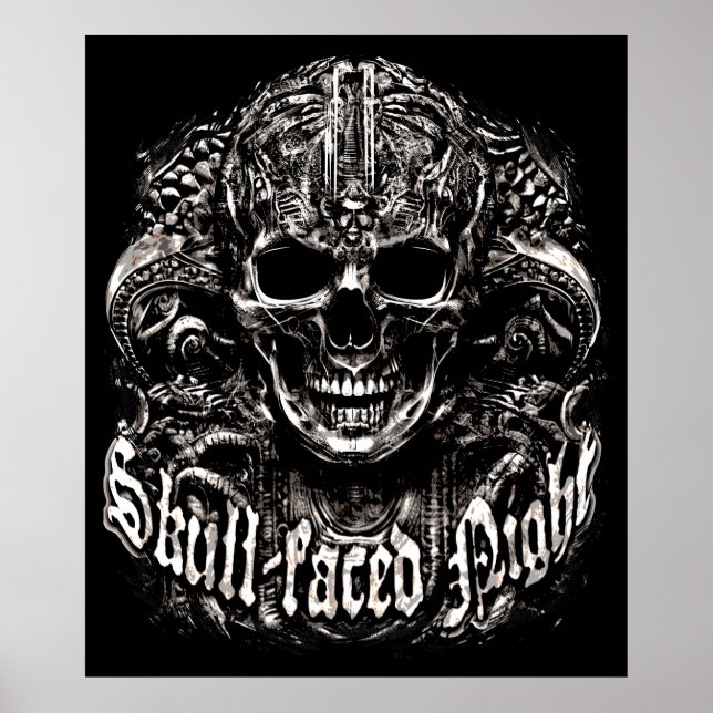 Poster Noite com cara de crânio (Frente)