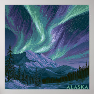 Poster Noite da Aurora do Alasca