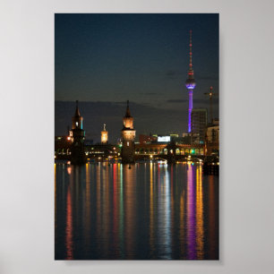 Poster Noite da ponte de Berlim Alexanderplatz Oberbaum