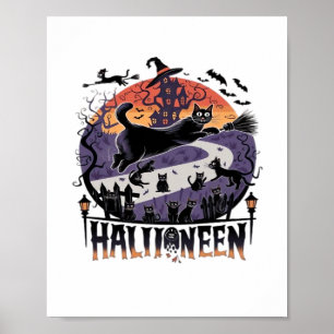 Poster Noite de Dia das Bruxas de Gato Negro Spooky - Vin