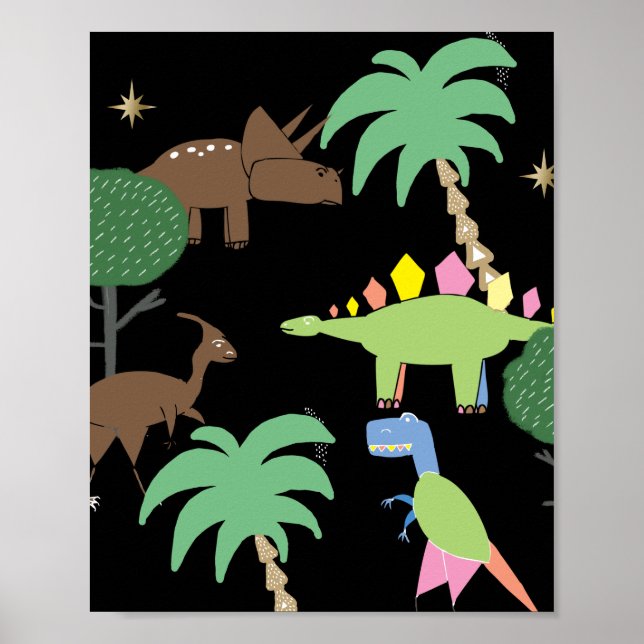 Poster Noite De Dino Dinosaur No Jurrasic Park Art Kids (Frente)