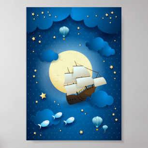 Poster Noite de Fantasia com Navio Voador