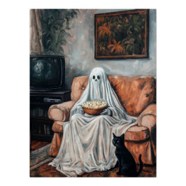 Póster Noite de Filme Spooky | Fantasma e Cat Assistindo