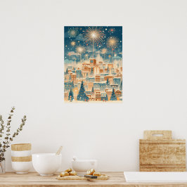 Poster Noite de Fogos de Artifício na Cidade Mágica de Na