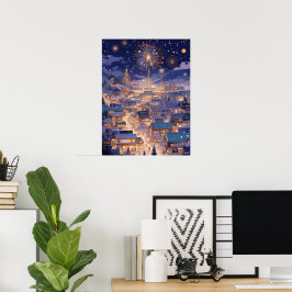 Poster Noite de Fogos de Artifício na Cidade Mágica de Na