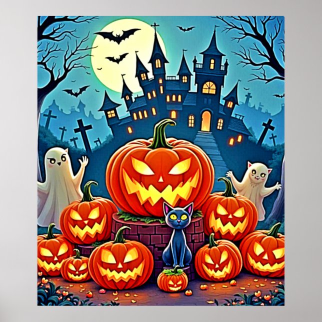 Poster Noite de Halloween: Arte Assustadora Divertida (Frente)