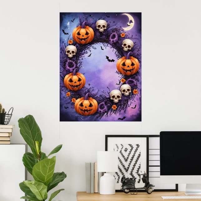 Poster Noite de Halloween Encantada (Escritório em casa)