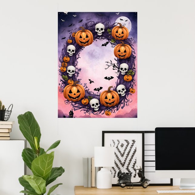 Poster Noite de Halloween Encantada (Escritório em casa)