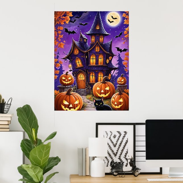 Poster Noite de Halloween Encantada (Escritório em casa)