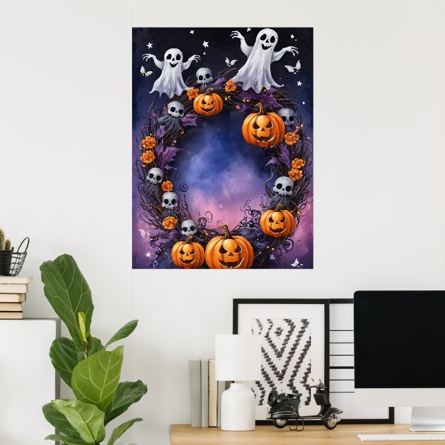Poster Noite de Halloween Encantada (Escritório em casa)
