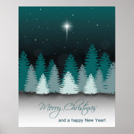 Póster Noite de inverno com Estrela de Belém