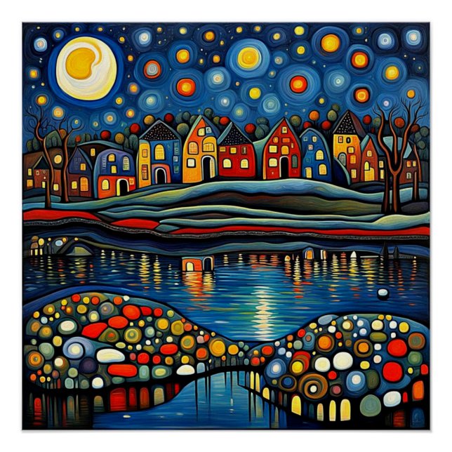 Póster Noite de inverno no lago 9 (Frente)