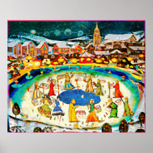Poster Noite de inverno sobre arte popular ingênua de jan