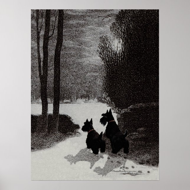 Poster Noite de Inverno Surrealista dos Scotties (Frente)