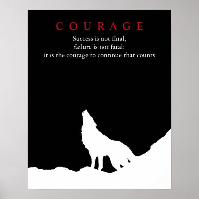Poster Noite de Lua Cheia do Lobo Motivacional Coragem (Frente)