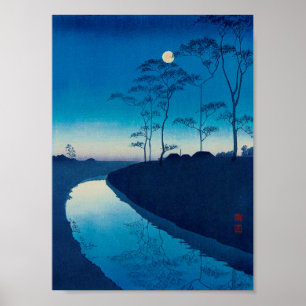 Poster Noite de Lua cheia, Koho Shoda, Woodcut