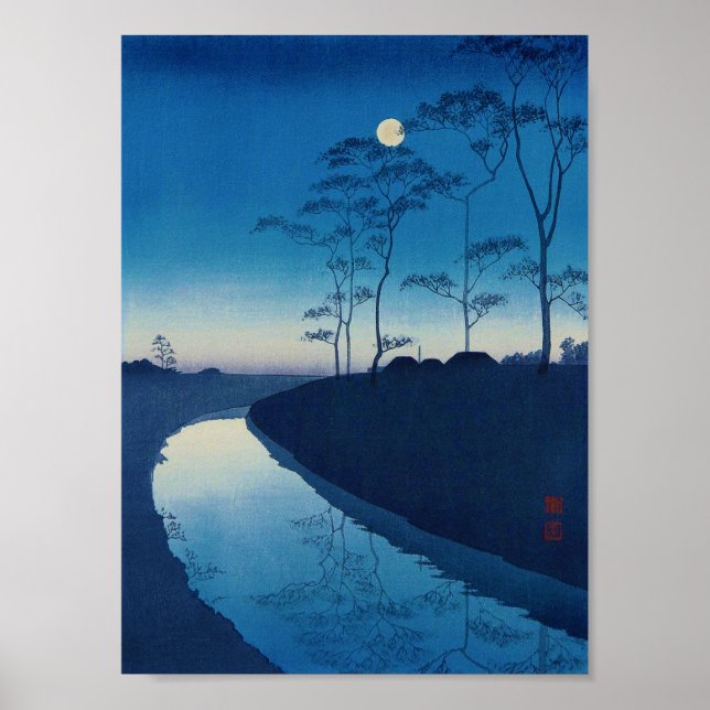 Poster Noite de Lua cheia, Koho Shoda, Woodcut (Frente)
