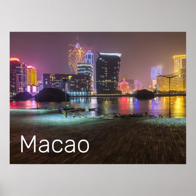 Poster Noite de Macao Casino Skyline Panorama China (Frente)