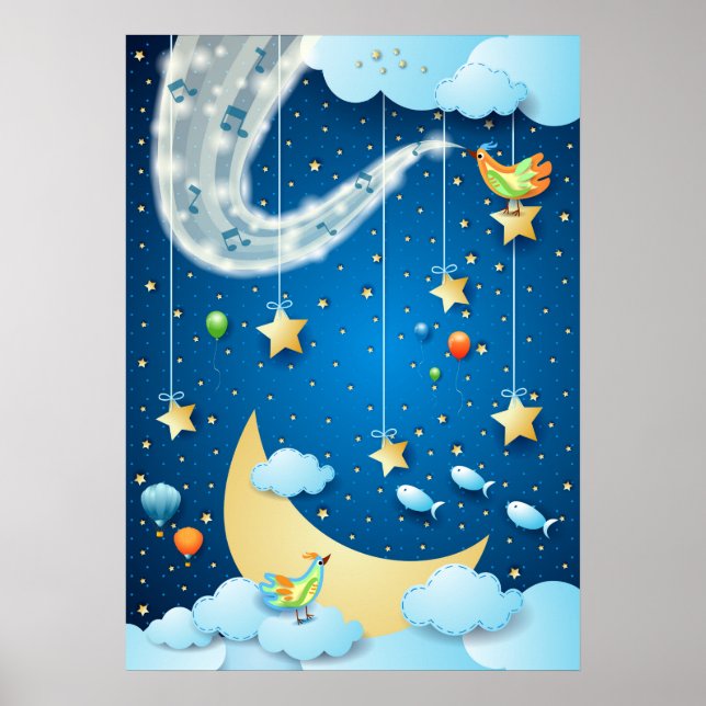 Poster Noite de música e lua grande (Frente)
