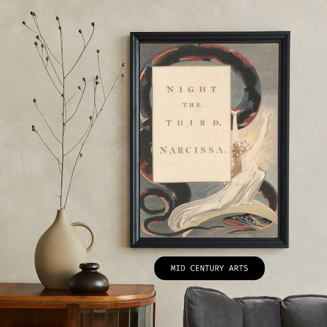 Poster Noite de Narcissa, de Edward Young (Night the Third Narcissa, Title-Page from the 'Nights' of Edward Young's Night Thoughts)