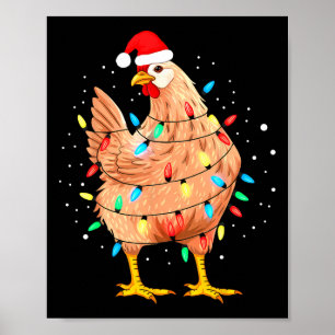 Poster Noite de Natal de frango Luz Fazenda Animal Engraç