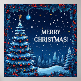 Poster Noite de Natal Festiva com Neve