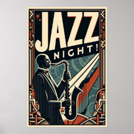 Poster Noite de Nova Orleans Jazz - Arte Vintage