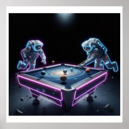 Poster Noite de Sinuca Galáctica – Astronautas Jogando Bi