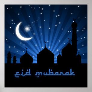 Poster Noite do azul da mesquita de Eid