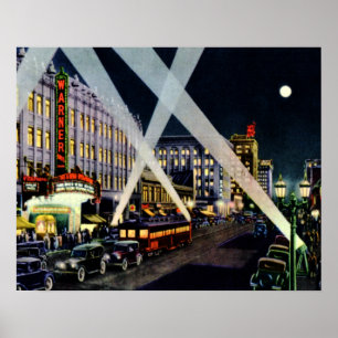 Poster Noite do bulevar de Hollywood Califórnia Hollywoo