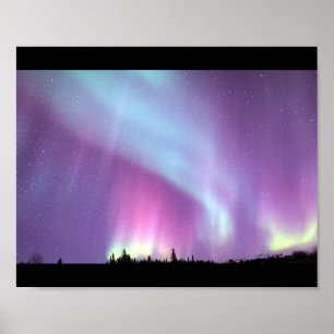 Póster Noite do céu da aurora boreal de Alaska bonita