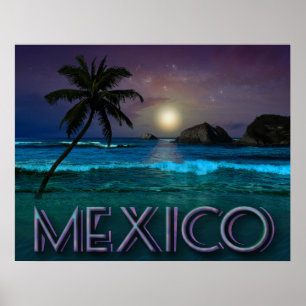 Poster Noite do México na praia