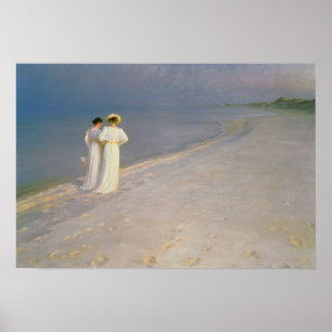 Póster Noite do verão na praia do sul de Skagen