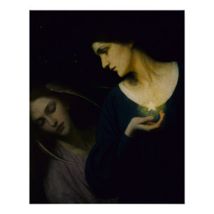 Póster "Noite e Sua Filha, o Sono" Brilhante