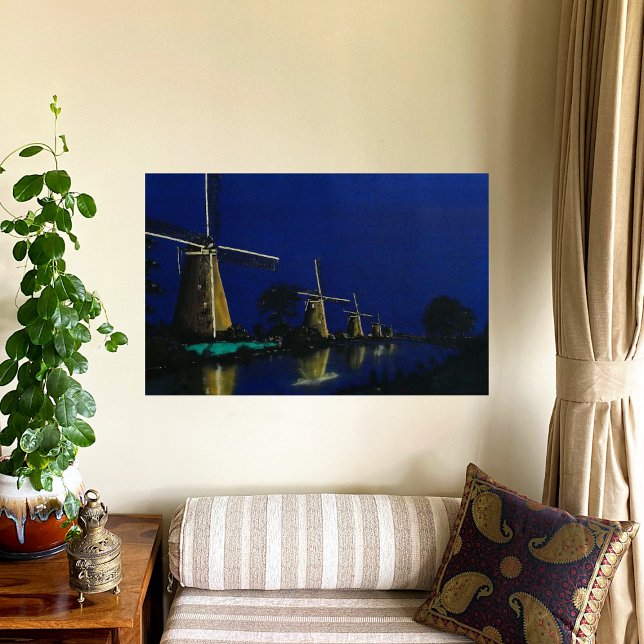 Poster Noite em Kinderdijk (Criador carregado)