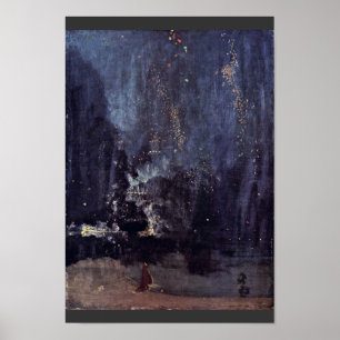 Poster Noite em preto e no ouro o Rocket de queda por