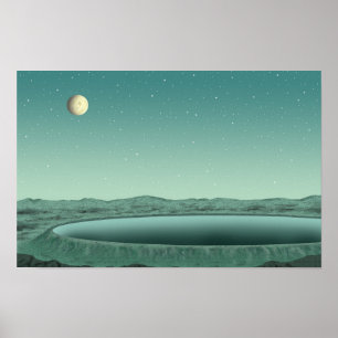 Poster Noite enluarada serena. Por um lago em outro mundo