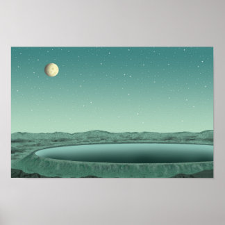 Poster Noite enluarada serena. Por um lago em outro mundo