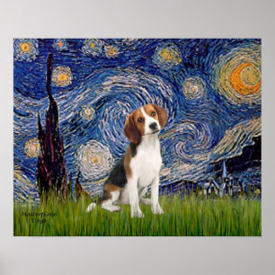Póster Noite Estrelada - Beagle #1