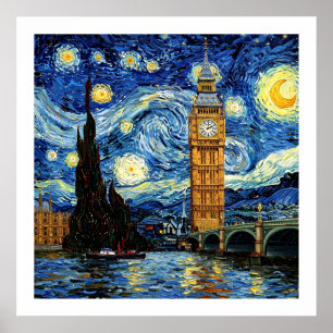 Poster Noite Estrelada Big Ben Londres Inglaterra