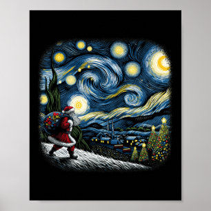 Poster Noite Estrelada de Van Gogh Natal Santa Inverno Ne