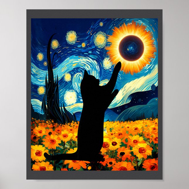 Poster Noite Estrelada Divertida Eclipse Solar Total (Frente)