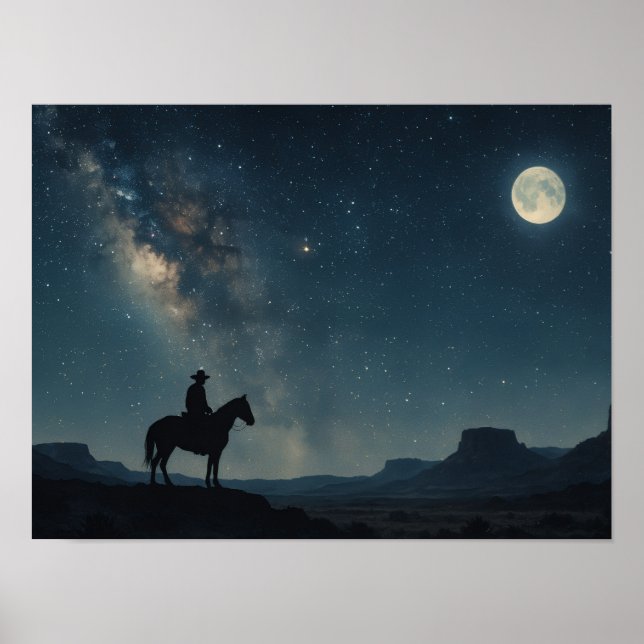 Poster Noite Estrelada do Deserto Impresso - Via Láctea O (Frente)