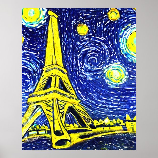 Poster Noite Estrelada Paris França (Frente)