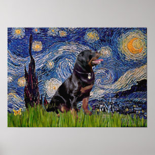Póster Noite Estrelada - Rottweiler (#6)