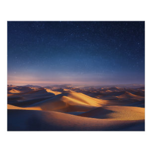 Póster Noite Estrelada Sobre as Dunas do Deserto Dourado